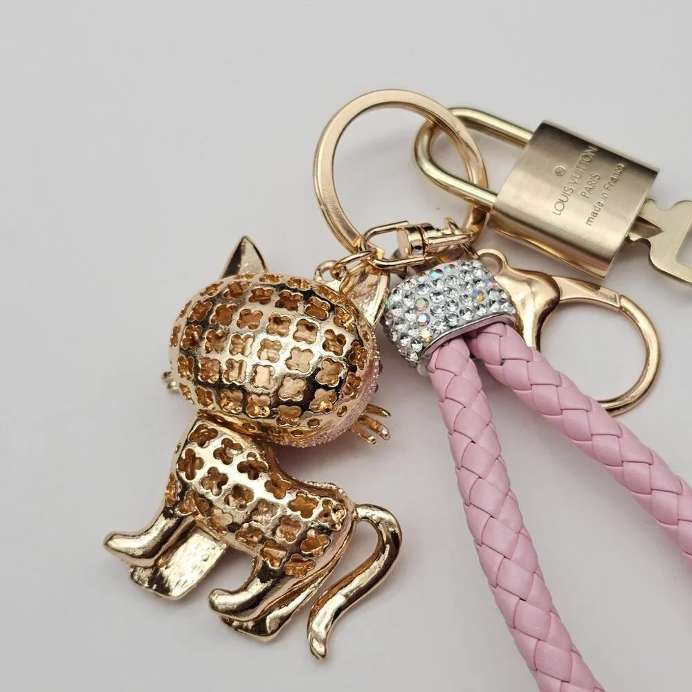 Louis Vuitton Gold Padlock 🔒 Key Set Authentic LV w/ Unbranded Cat Keychain
